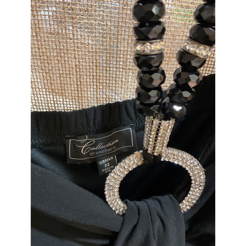 Collection Dressbarn Black Draped Ring Neck Maxi Dress Woman Size 22 - Picture 3 of 11